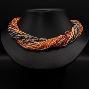 Earthtoned Seed Bead Torsade Necklace